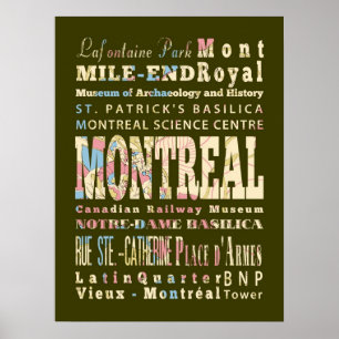 Attraktionen und berühmte Orte Montreals, Quebec Poster