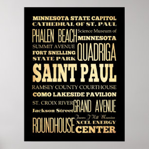 Attraktionen und berühmte Orte von St. Paul, Minne Poster