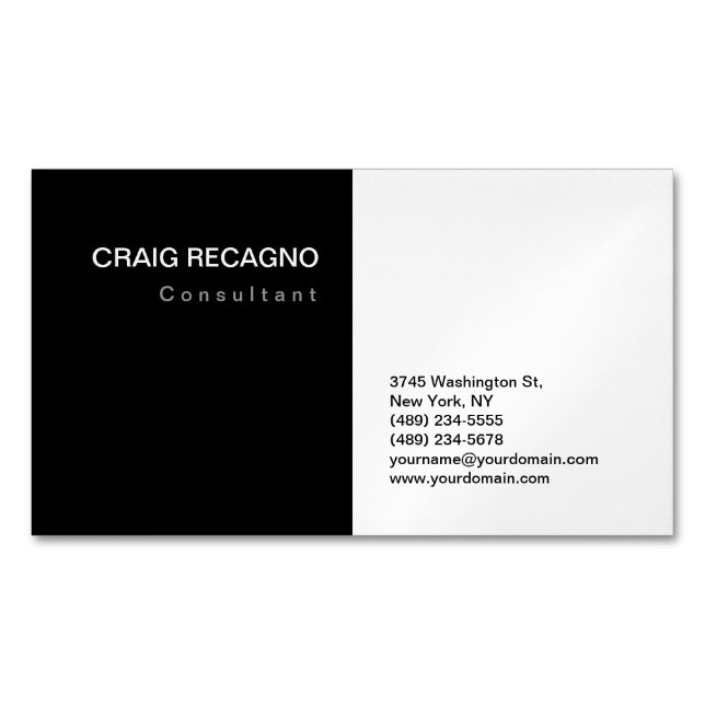 Attraktiv Schwarz-weiß Modernes Minimalistisches S Magnetische Visitenkarte (Vorderseite)