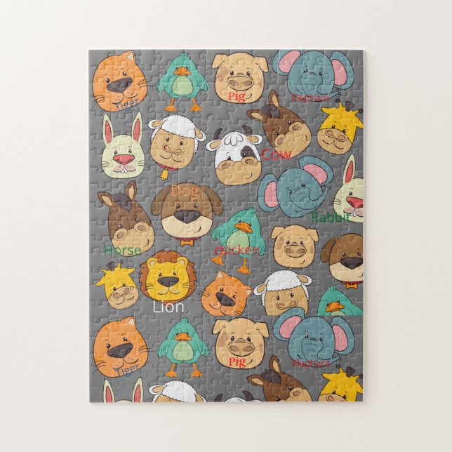 Attraktive bunte große Safari niedliche Kleintiere Puzzle (Vertikal)