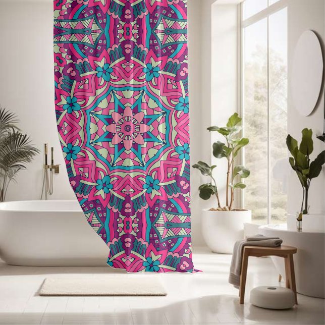 Attraktive bunte Mandala nahtlos Muster Duschvorhang (Von Creator hochgeladen)