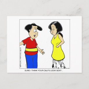 Attraktive Kälber? Funny Cartoon T-Shirts & Gesche Postkarte