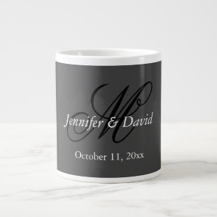 Attraktive Kalligrafie-Monogramm-Hochzeit Jumbo-Tasse