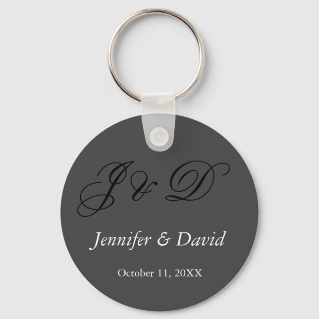 Attraktive Kalligrafie-Schrift-Monogramm-Hochzeit Schlüsselanhänger (Vorderseite)