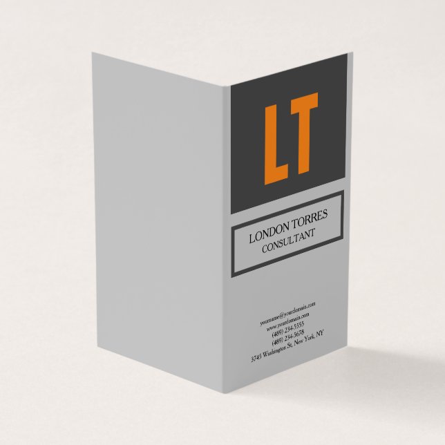 Attraktive Mit Monogramm Grau Schlicht Visitenkarten (Vorderseite)