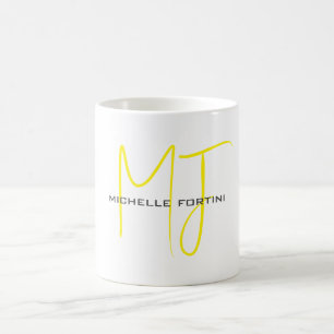 Attraktive Monogram gelb weiß Moderne Minimalistis Kaffeetasse