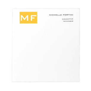 Attraktive Monogram gelb weiß Moderne Minimalistis Notizblock