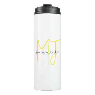 Attraktive Monogram gelb weiß Moderne Minimalistis Thermosbecher