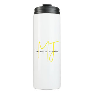 Attraktive Monogram gelb weiß Moderne Minimalistis Thermosbecher