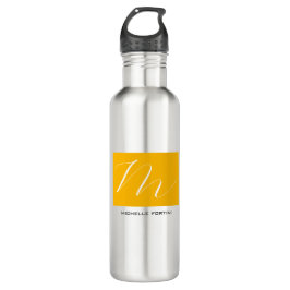 Attraktive Monogram gelb weiß Moderne Schlicht Edelstahlflasche
