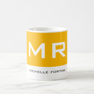 Attraktive Monogram gelb weiß Moderne Schlicht Kaffeetasse