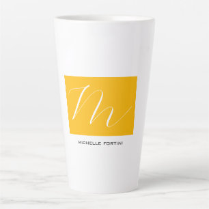Attraktive Monogram gelb weiß Moderne Schlicht Milchtasse
