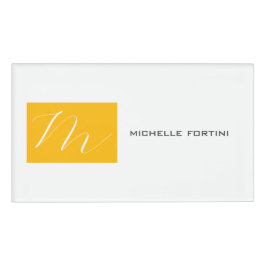 Attraktive Monogram gelb weiß Moderne Schlicht Namenschild