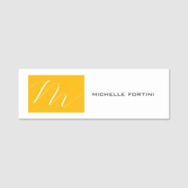 Attraktive Monogram gelb weiß Moderne Schlicht Namensschild