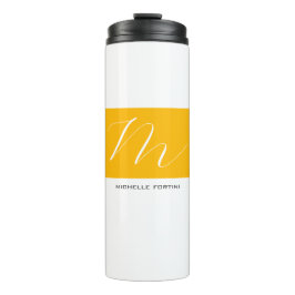Attraktive Monogram gelb weiß Moderne Schlicht Thermosbecher