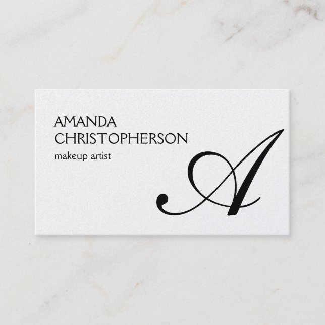 Attraktive Monogram Makeup Artist Business Card Visitenkarte (Vorderseite)