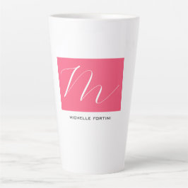 Attraktive Monogram Pink White Modern Schlicht Milchtasse