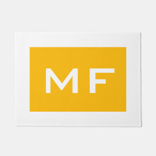Attraktive Monogramm gelb Weiß Ihr Name Fußmatte