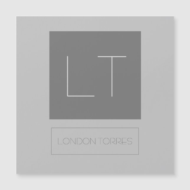 Attraktive Monogramm Grau Schlicht Magnetkarte (Vorderseite)