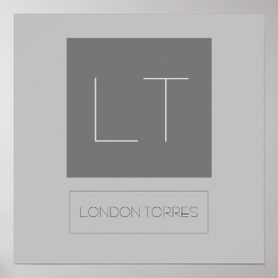 Attraktive Monogramm Grau Schlicht Poster