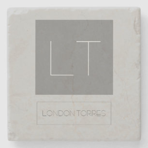 Attraktive Monogramm Grau Schlicht Steinuntersetzer