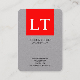 Attraktive Monogramm Grau-Weiß Schlicht Visitenkarte