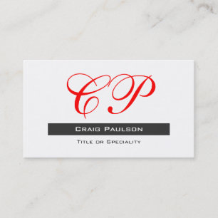 Attraktive Red Schwarz-weiß Monogram Business Card Visitenkarte