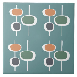 Attraktive Retro-60er niedliches Muster blau Fliese