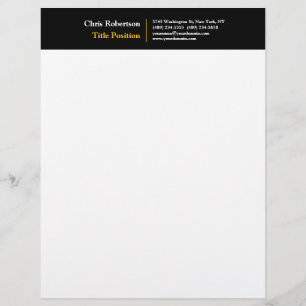 Attraktive Schwarz-Gelb-Weiß Moderne Minimalistisc Briefbogen