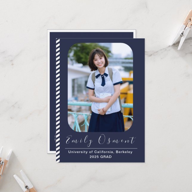 Attraktive, stilvolle Abschluss-Einladungs-Vorlage Einladung (Vorderseite/Rückseite Beispiel)