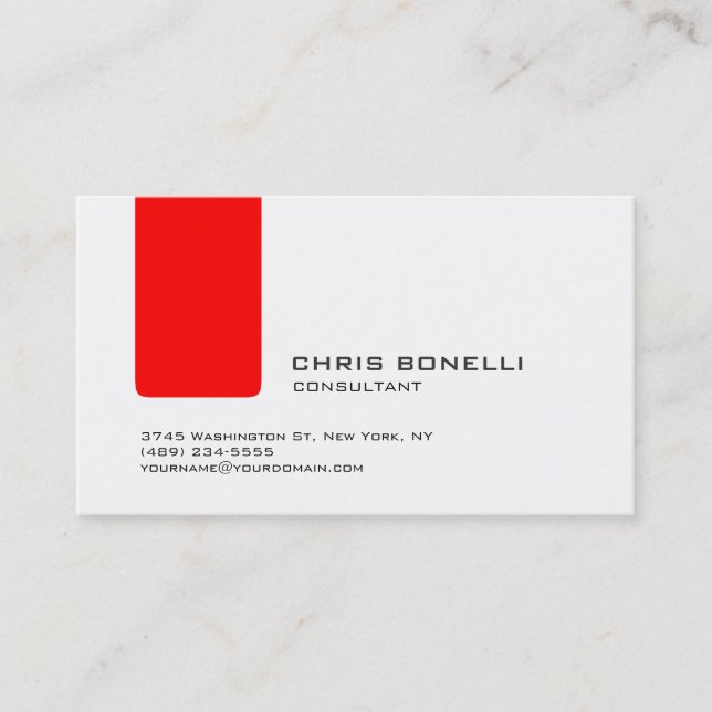 Attraktive White Red Stripe Trendy Business Card Visitenkarte (Vorderseite)