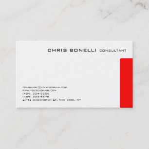 Attraktive White Red Trendy Chic Business Card Visitenkarte