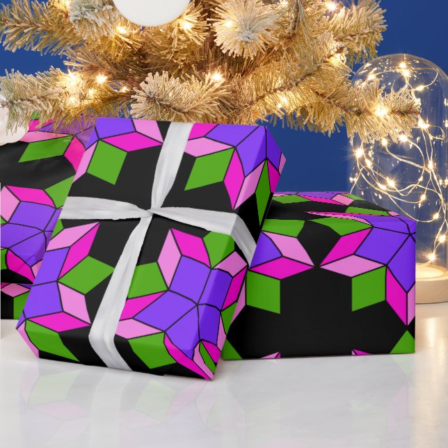 Attraktiver Schmuck mit abstrakten violetten Blume Geschenkpapier (Feiertage)