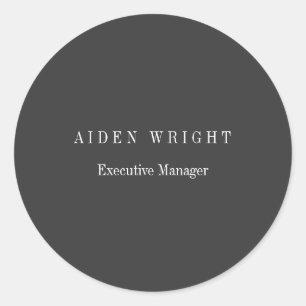 Attraktiver schwarzer klassischer Minimalismus Runder Aufkleber