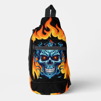 Attraktives beängstigendes Monster Blaues Feuer Crossbody Bag