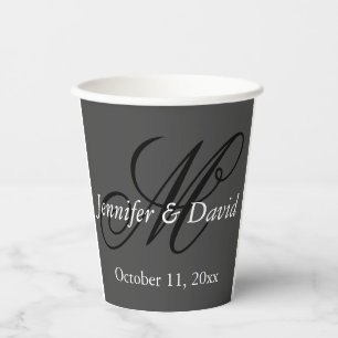 Attraktives Kalligrafie-Monogramm Hochzeit Pappbecher