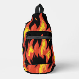 Attraktives Kontrastfeuermuster Modernes Schwarz Crossbody Bag