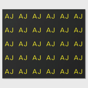 Attraktives Monogramm Gelb Schwarz Modern Minimali Geschenkpapier