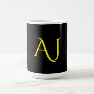 Attraktives Monogramm Gelb Schwarz Modern Minimali Kaffeetasse