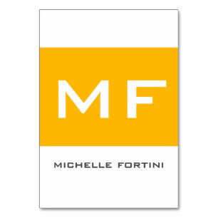 Attraktives Monogramm Gelb Weiß Ihr Name Tischnummer