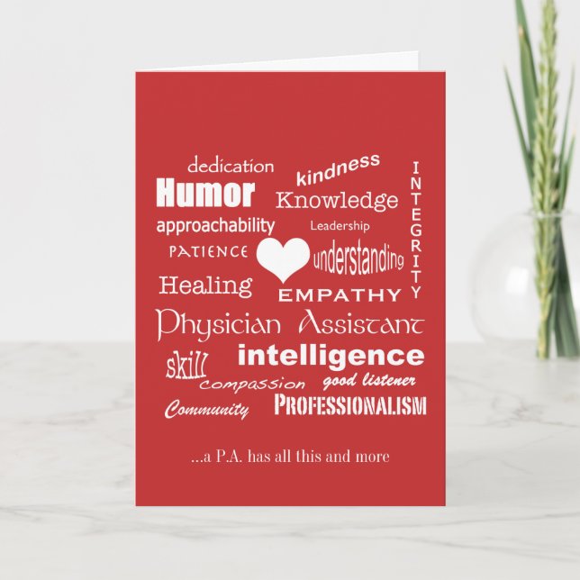 Attribute des Arztes/weißer Text Dankeskarte (Vorderseite)