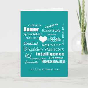 Attribute des Arztes/weißer Text Dankeskarte