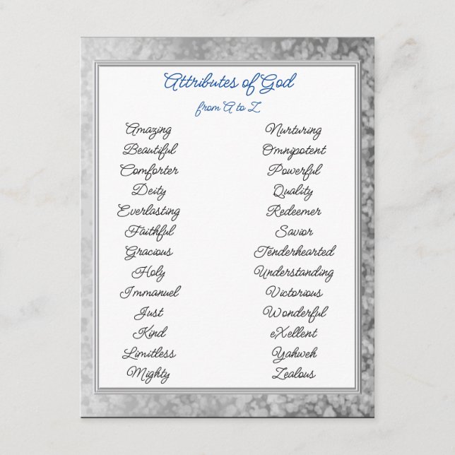 Attribute Gottes von A bis Z Begleitkarte (Vorderseite)