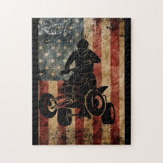 ATV 4 Wheeler American Flag USA Puzzle