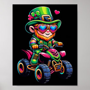 Atv 4 Wheeler Leprechaun Kinder Mens Womens St Pat Poster