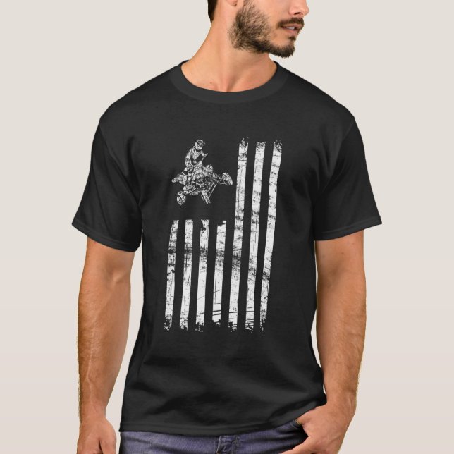Atv American Flag Four Wheeler Quad Bike T-Shirt (Vorderseite)