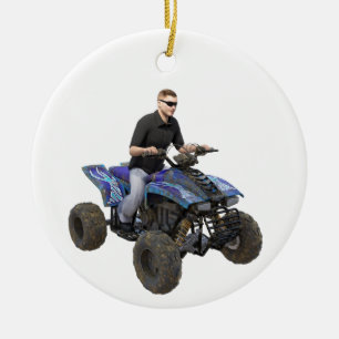 ATV Blue Mud Rider Keramik Ornament
