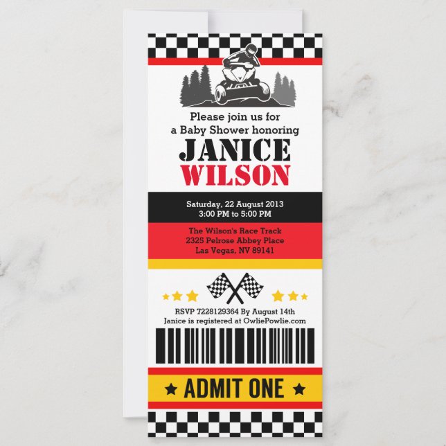 ATV Dirt Quad Bike Baby Dusche Party Einladung (Vorderseite)