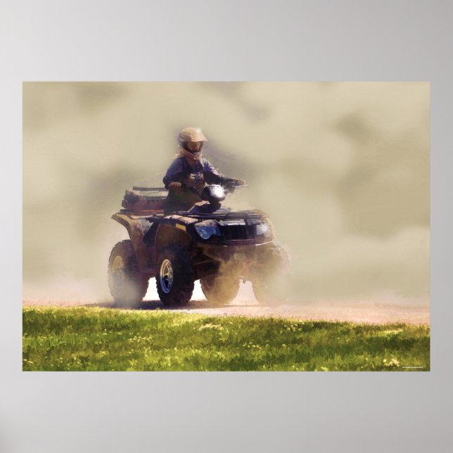 ATV Geländefahrzeug und Staub, Fun Art Poster (Vorne)