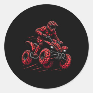 Atv Quad 4 Wheeler Bike Herz Atv Rider Boys Mens Runder Aufkleber